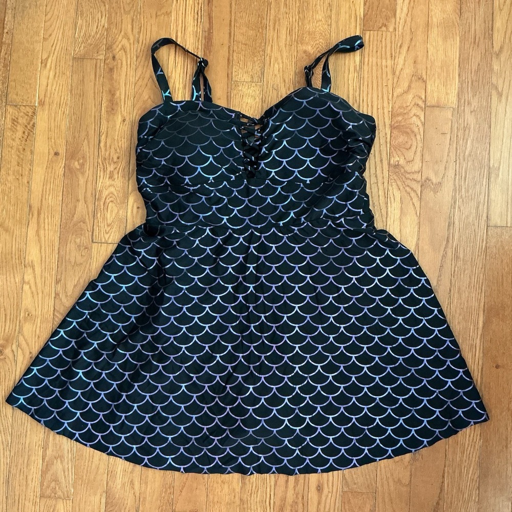 Womens Torrid SCOOP NECK LONG LENGTH SWIM DRESS - MERMAID Plus Size 2